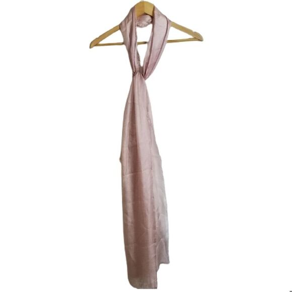 NORDSTROM Light Pink Lightweigth Shiny Fringed Flowy Scarf NWT - Picture 1 of 6